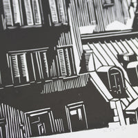 W 54th St. - Black - Limited Edition Linocut Print