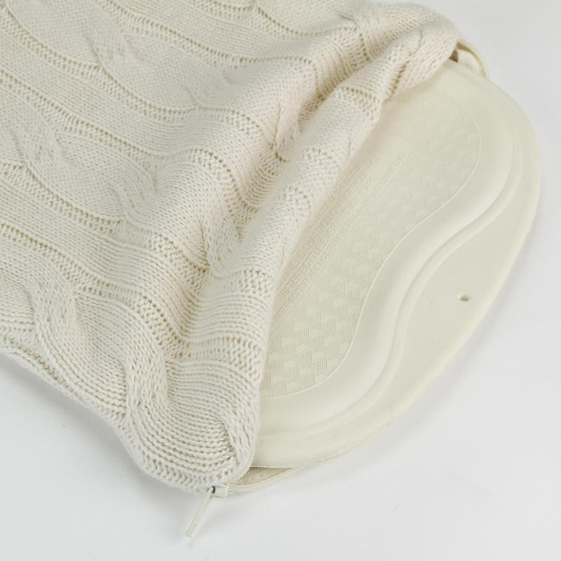 Cabea Clear Hot Water Bottle with Linen White Knit Cover (Color: Linen White)
