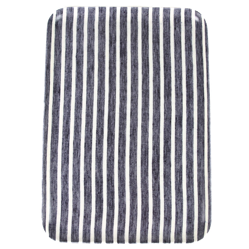 Linen Tray - Dark Blue and White Stripes Lg