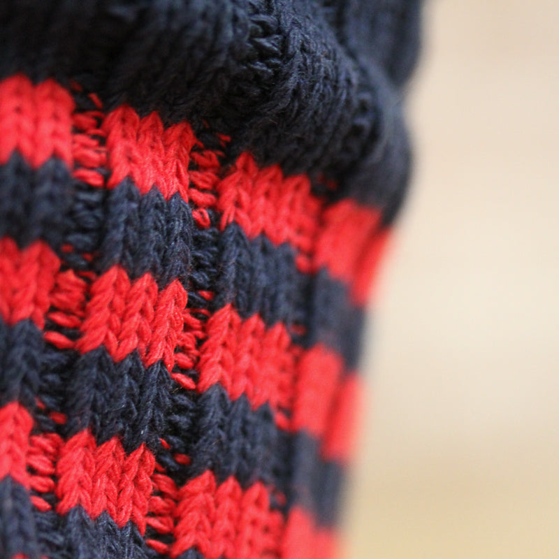Recycled Cotton Socks - Navy with Red Stripes