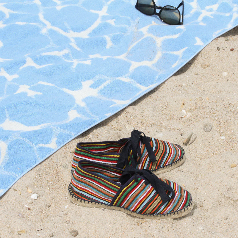 Multicolored Stripe Espadrilles at the beach