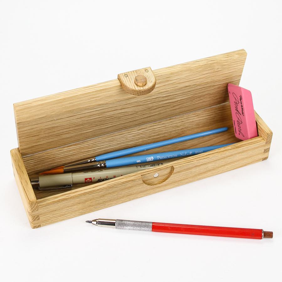 Wooden Oak Pencil Box. Made in Japan