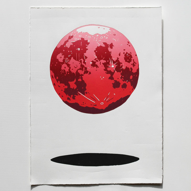 Papat Pink Moon Linocut Print