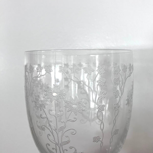 Set of 4 Etched Wine Glasses