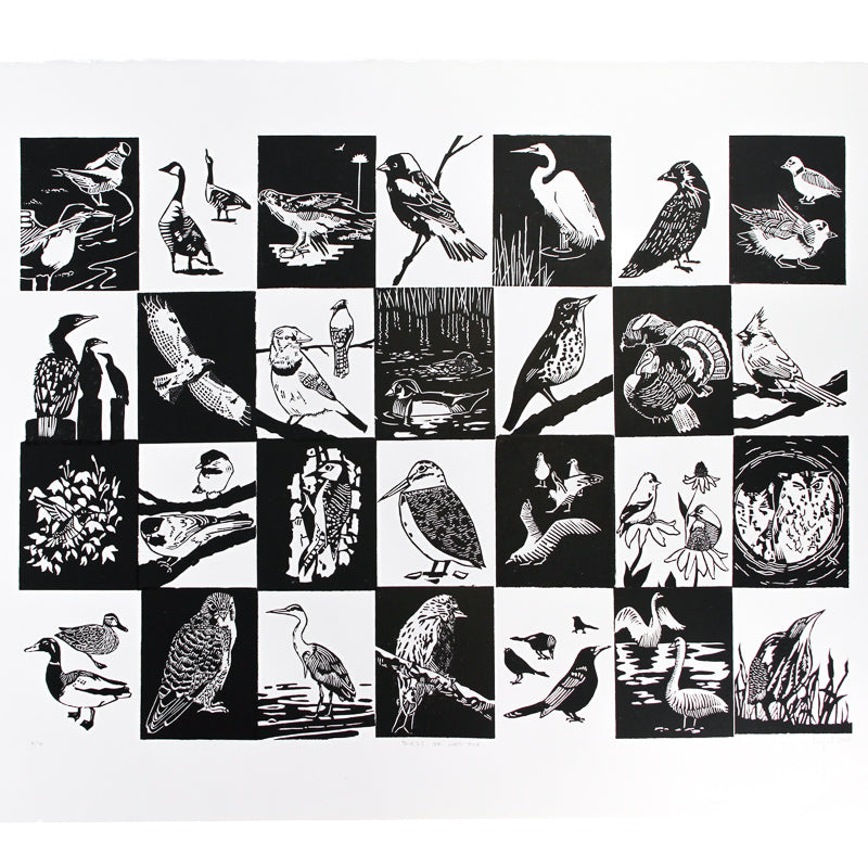 Birds of New York Limited Edition Linocut Print