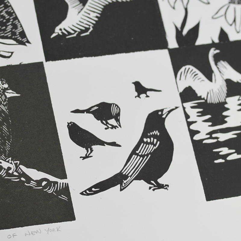 Birds of New York Limited Edition Linocut Print