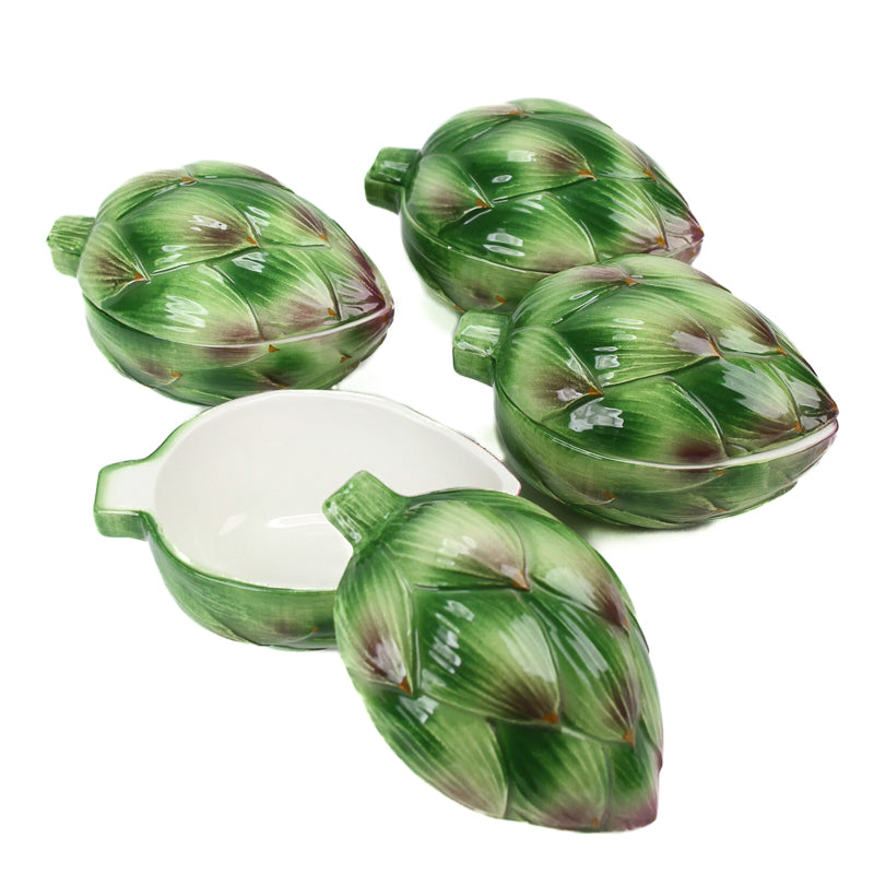 Vintage Artichoke Soup Tureen and Bowls Set