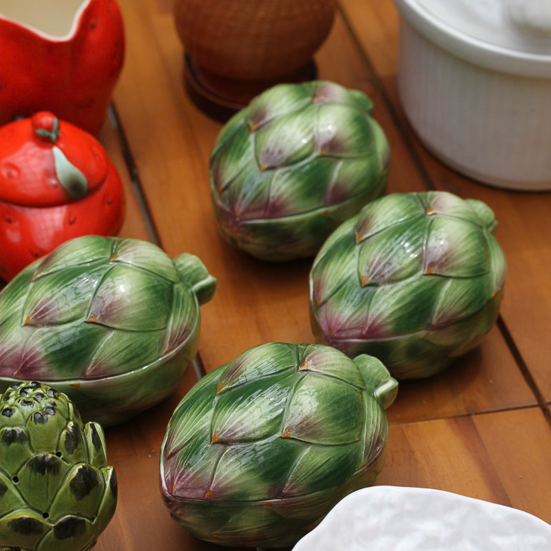 Vintage Artichoke Soup Tureen and Bowls Set