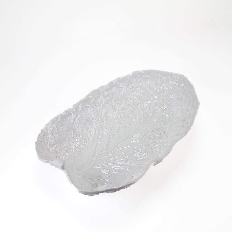 Vintage White Cabbage Leaf Serving Bowl