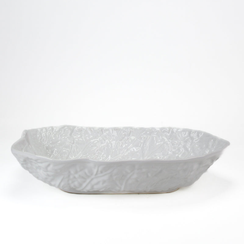 Vintage White Cabbage Leaf Serving Bowl