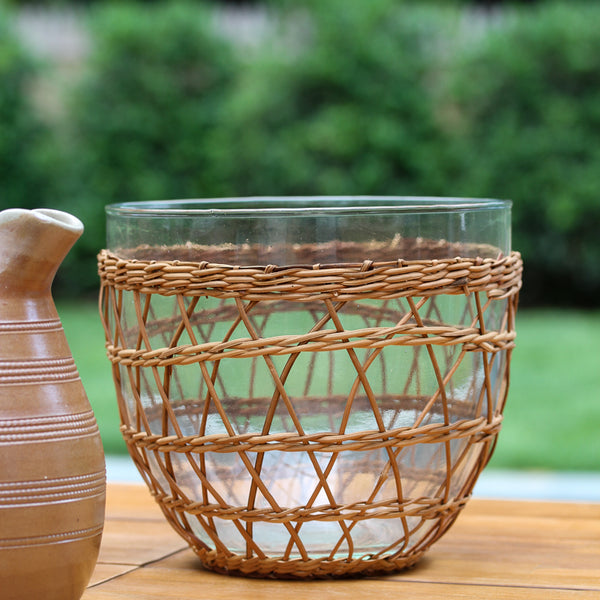 Woven Rattan Salad Bowl