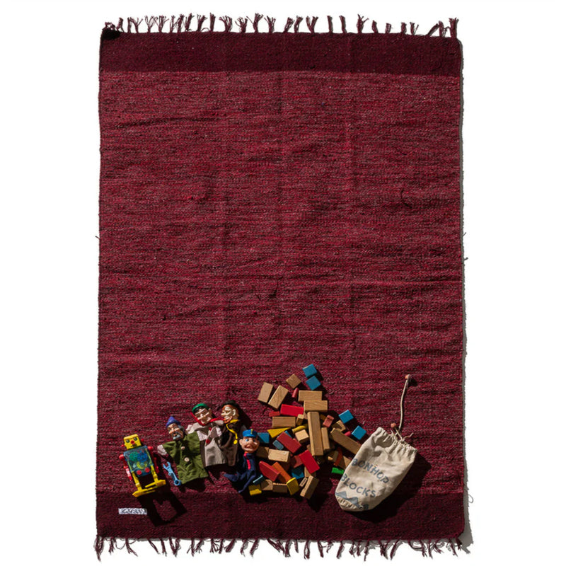 Hand-loomed Recycled Yarn Rug - Burgundy