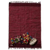 Hand-loomed Recycled Yarn Rug - Burgundy