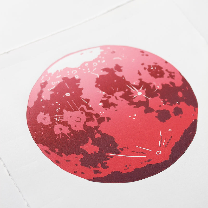 Pink Moon Linocut Print