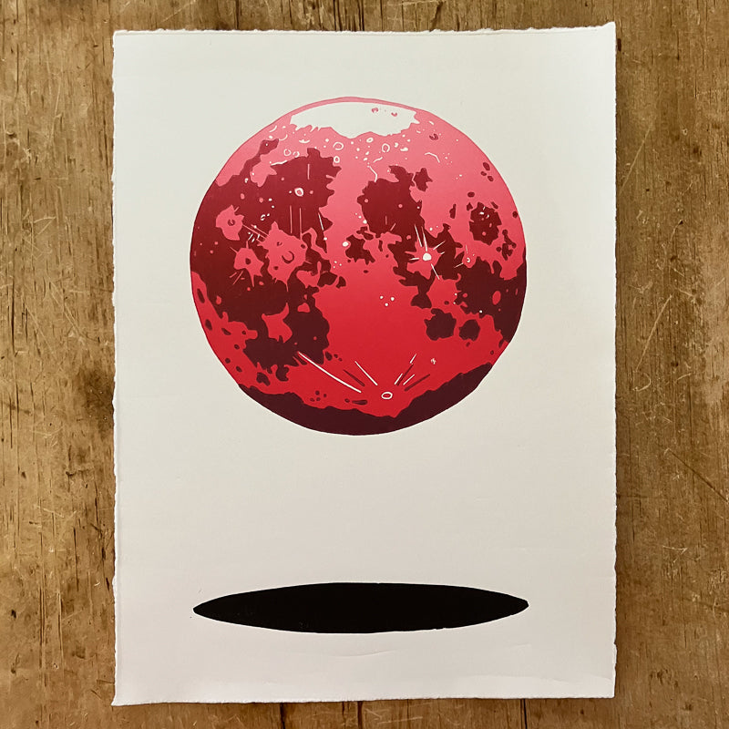 Pink Moon Linocut Print