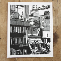 W 54th St. - Black - Limited Edition Linocut Print