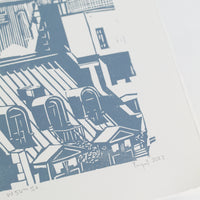 W 54th St. - Light Blue - Limited Edition Linocut Print