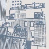 W 54th St. - Light Blue - Limited Edition Linocut Print