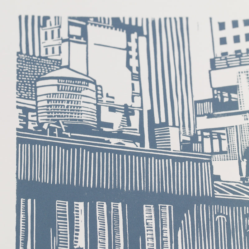 W 54th St. - Light Blue - Limited Edition Linocut Print