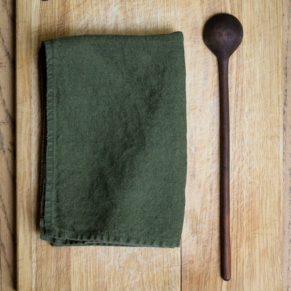 Heavy Linen Dish Towel - Olive Green