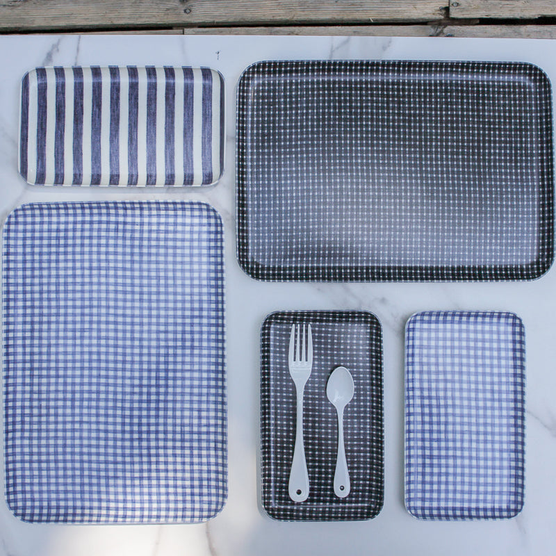 Linen Tray - Blue and White Check Sm