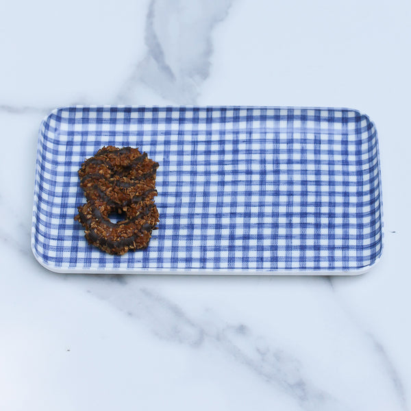 Linen Tray - Blue and White Check Sm