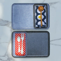 Linen Tray - Blue and White Check Sm