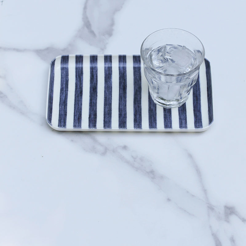 Linen Tray - Blue and White Stripes Sm