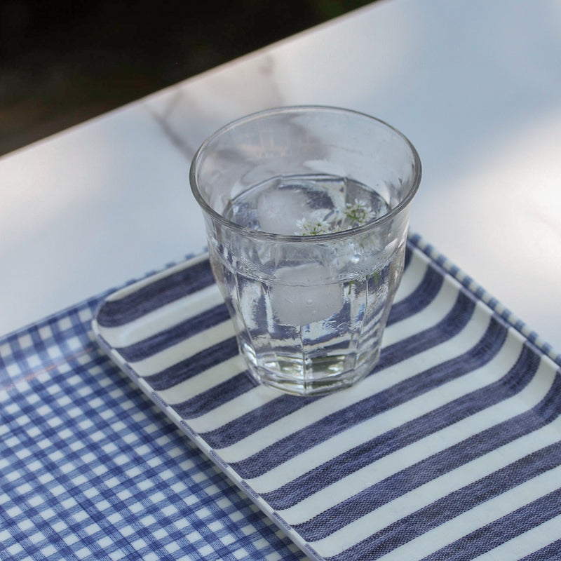 Linen Tray - Blue and White Stripes Sm