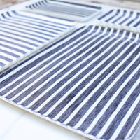 Linen Tray - Dark Blue and White Stripes Lg