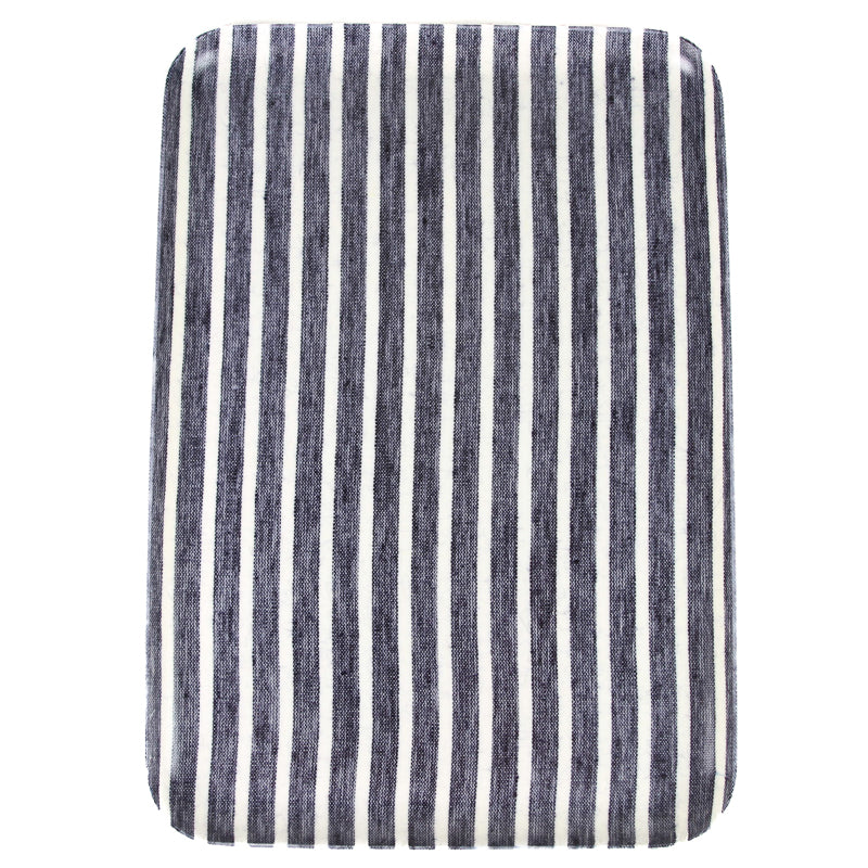 Linen Tray - Dark Blue and White Stripes Lg