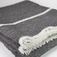 Merino Blanket - Dark Grey with Stripe