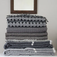 Merino Blanket - Dark Grey with Stripe