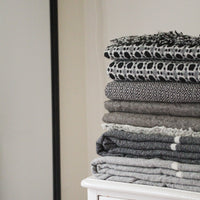 Merino Blanket - Dark Grey with Stripe