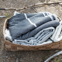 Merino Blanket - Dark Grey with Stripe