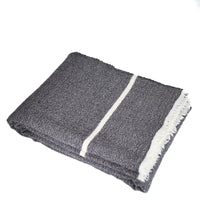 Merino Blanket - Dark Grey with Stripe