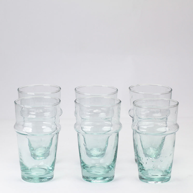 Moroccan Handcrafted Recycled Drinking Glasses - Set of 6