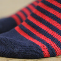 Recycled Cotton Socks - Navy with Red Stripes