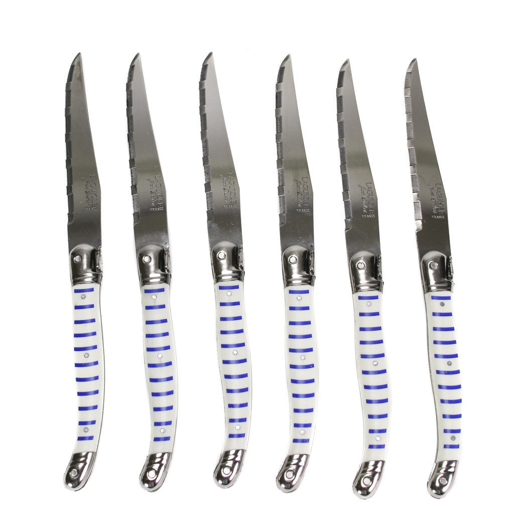 Steak Knives (Set of 6) Blue Compressed Fabric