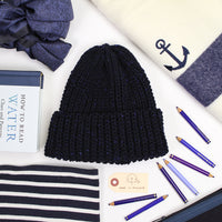 Fisherman Knit Hat - Indigo Tweed